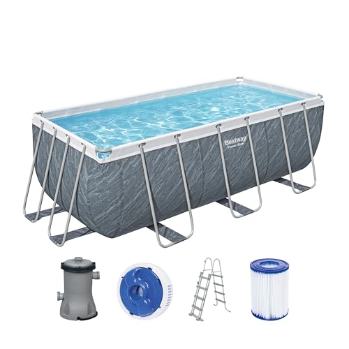 Piscine hors sol Power Steel™ motif marbre gris 412 x 201 x 122 cm, filtre à cartouche, échelle,...