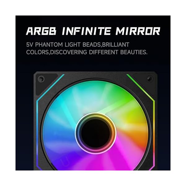 TZMRIT Prism 4 Pro Reverse Flow RGB Fan 120mm Black,120mm ARGB Fan,5V 3PIN ARGB Fan,4PIN Mirror PWM Fan - Image 5
