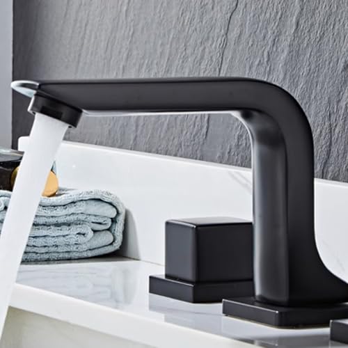 Mitigeur en laiton noir moderne deux poignées pour évier et vasque