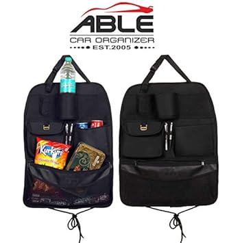 Able Black Car Back Seat Organizer with Multi Pocket Storage for Hyundai Aura