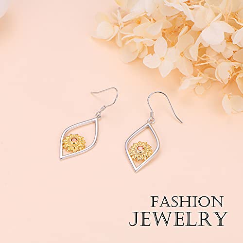 Hoohwe Sunflower Teardrop Dangle Earrings 925 Sterling Silver Sunflower Drop Hooks You Are My Sunshine Earrings Birthday Mothers Day Valentines Day Jewelry Gifts For Women Teen Girls Wife Girlfriend Daughter #TOP5