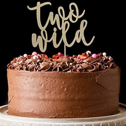 Image of Two Wild Cake Topper | 2nd Birthday Party Gold Glitter Topper | Second Birthday Photo Props | Party Decoration Supplies | Smash Cake Decoration