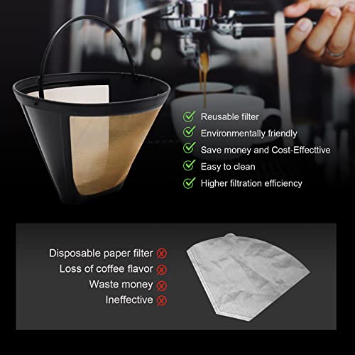 Reusable Coffee Filter For Ninja Coffee Maker, 2 Pcs 4 Cone Coffee Maker Filter #4 Compatible With Ninja Dual Brew Coffee Maker Filter Cfp301 Cfp201 Ninja Dualbrew Pro Ninja Coffee Accessories #TOP4