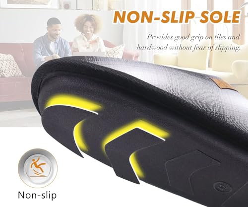 Image of COFACE Mens Cozy Memory Foam Scuff Slippers Casual Slip On Warm House Shoes Indoor /Outdoor Sandal Slippers With Arch Support Rubber Sole Size 7-15