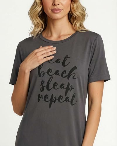 Image of Real Essentials 3 Pack: Women's Short Sleeve Nightgown Dress - Nightshirt Pajama Sleep Shirt Sleepwear (Available in Plus)