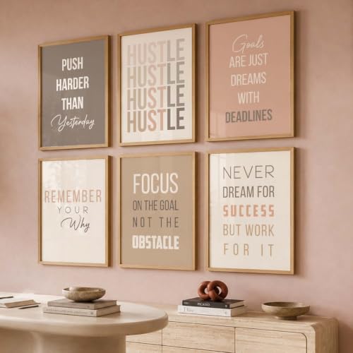 Image of kotart Inspired poster Motivational Quotes | Wall Hanging frames for Living Room | Bedroom | Office | Gift | Decoration Home | Painting Decor Set of 6 Multicolo (14X20 Inch, G)