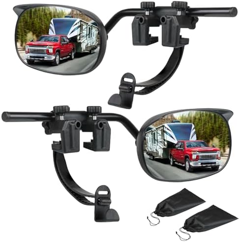 Universal Clip on Towing Mirror, 2026 New Extensions for Towing Side Mirror Extender with RainGuard Adjustable Convex Snap and Zap Tow Mirrors for Car Truck Trailer RV SUV Driver and Passenger Side