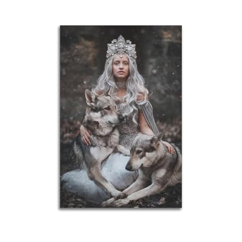 Déco murale loup des neiges médiéval pour chambre enfant et salle de jeux