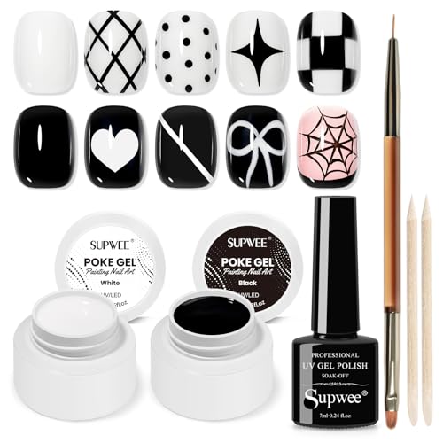 Kit de esmalte de gel para uñas blanco y negro miniatura 1