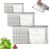 30pcs Reusable Aluminum Foil Sealable Storage Bags, Upgrade Reusable Aluminum Foil Storage Bags, Stand Up Foil Sealable Bags for Vegetable Fruit Meat (S+M+L)