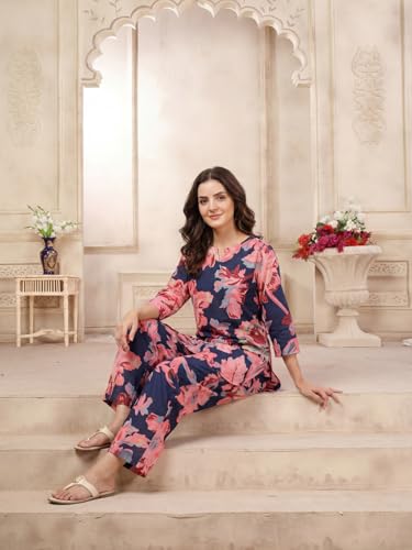 Image of Leriya Fashion Kurta Sets for Woman | Co ord Set for Women Stylish | Kurti Set for Woman | Short Kurti for Women | Kurtis | Ethnic Jaipuri Straight Kurta Set with Palazzo Pants | Salwar Suit for Party Outfits