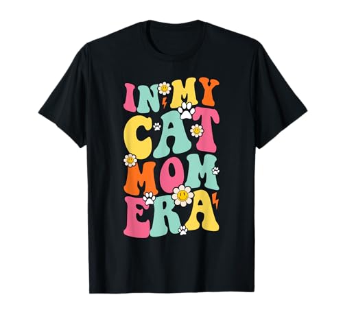 In My Cat Mom Era Groovy Cat Mama Retro Festa della mamma Maglietta
