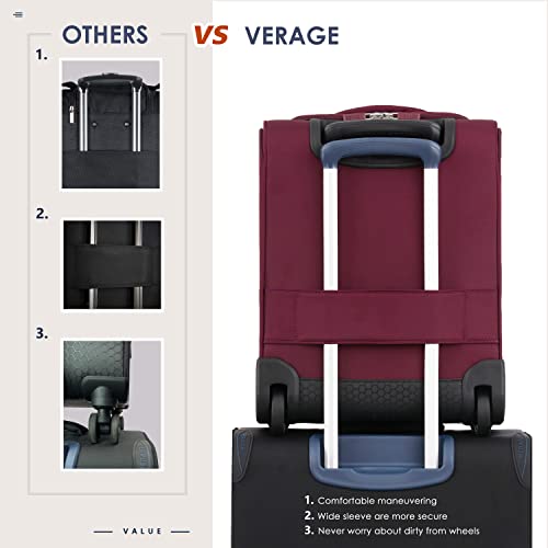 Image of Verage Underseat Carry On Luggage With Spinner Wheels, 16-Inch Rolling, Grape Red, 2 Wheels