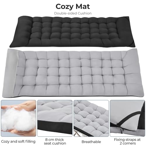 Yaheetech Feldbett mit Matratze Campingbett klappbar Gästebett mit Tragetasche & Seitentasche 191 x 67 cm Gartenliege bis 150 kg Belastbar, Grau Matratze+Schwarz Bett 4
