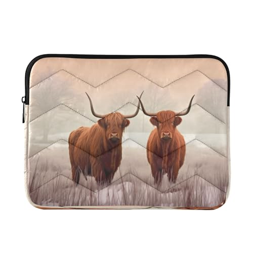 Funda para portátil Rural Highland Cows 13-14 pulgadas impermeable miniatura 1