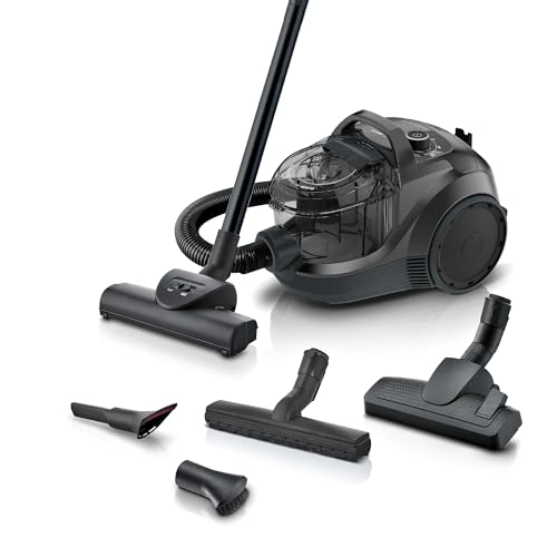 Bosch Staubsauger beutellos Serie 4 BGD21BA3T, Hygiene-Filter, 10 Jahre Motorgarantie, für Parkett, Teppich, Fliesen, Hartbodendüse, Turbodüse, hohe Saugkraft, kompakt, 750 W, schwarz