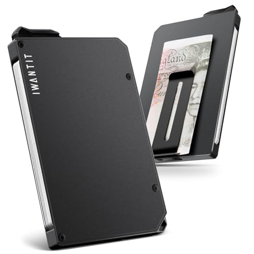 iwantit Pop Up Wallet for Men, Slim Minimalist Credit Card Holder with Money Clip - Man Metal Aluminum Wallet RFID Blocking, Smart Tactical Wallet for Men, Gift for Men (Gungrey)