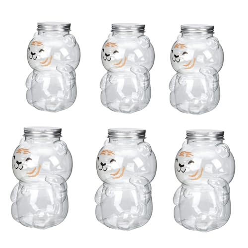 FELTECHELECTR 6pcs Cold Milk Tea Bottle Portion Cups with Lids Empty Bottles Empty Juice Bottles Containers with Lids Water Bottle Clear Container with Lid Refillable Juice Bottles Plastic