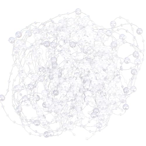 GORGECRAFT 10 Strands Artificial Pearl String White 3-8mm Faux Pearl Beads Chain Garland Decoration for Floating Candles Centerpiece Vase Filler Christmas Wedding Party Ornaments DIY Crafts