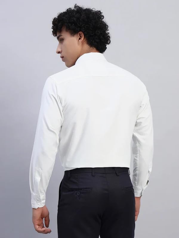 Image of SHOKHEAD Men's Formal White Cotton Shirt - Slim Fit Full Sleeve Dress Shirt for Office & Business Wear
