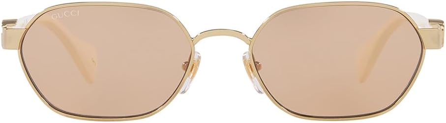 Gucci GG1593S 002 Gold-Ivory/Pink Mirrored Hexagonal Woman's Sunglasses, 56/18/140