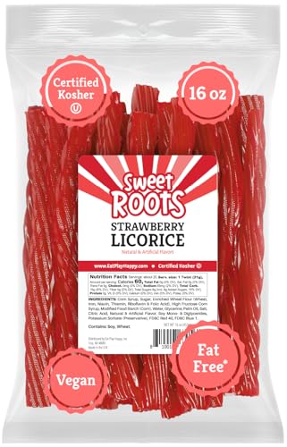 image for Happy Bites Sweet Roots Strawberry Licorice Twists – 1 Bag (16 oz) �