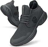 Giniros Sneaker Damen Schuhe Sportschuhe Laufschuhe Turnschuhe Damen rutschfeste Leichte Fitness Jogging Walkingschuhe Atmungsaktiv Straßenlauf Schlüpfen Schuhe Freizeitschuhe Damen Dunkelgrau 40 EU