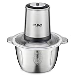 YASHE Hachoir Électrique 500W, Robot de Cuisine avec Bol en Acier Inoxydable 1,8L, Hachoir à Viande avec 4 Lames Doubles, 2 Vitesses