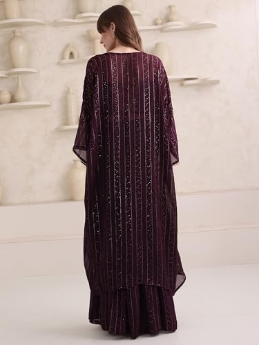 Image of PURVAJA Women's Maxi Fit & Flare Viscose Ethnic Co-Ords
