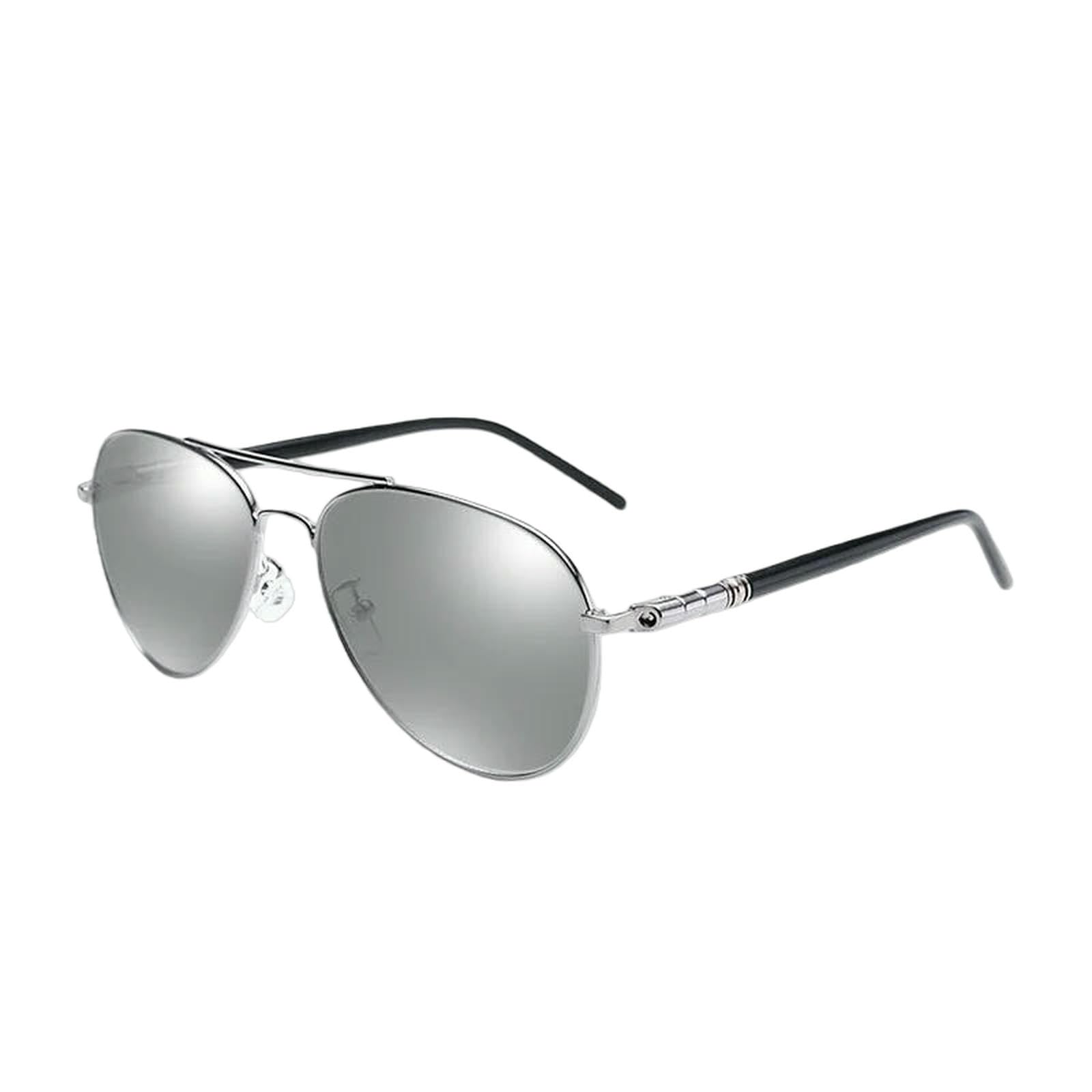 Gyios Sunglasses Double Oval For Men Women Gunmetal Metal Frame Accent Temple Solid Black Lens Eyewear Driving - Mirror