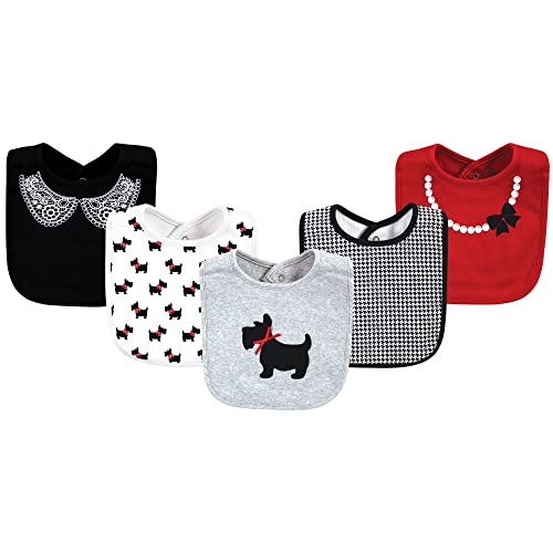 Image of Hudson Baby Unisex Baby Cotton Bibs, Scottie Dog, One Size