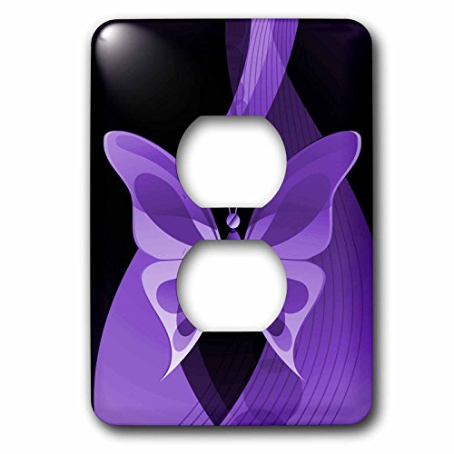 Grand papillon violet cache prise de courant déco multicolore