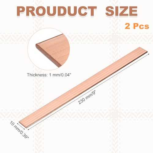 QUARKZMAN 2 Stück Kupfer Flachstange 004 Zoll x 3/8 Zoll x 9 Zoll C110 Massiv Kupfer Busbar Lager Platte Massiv Metallbleche Für DIY Basteln Reparaturen Elektrik (1mm x 10mm x 230mm)