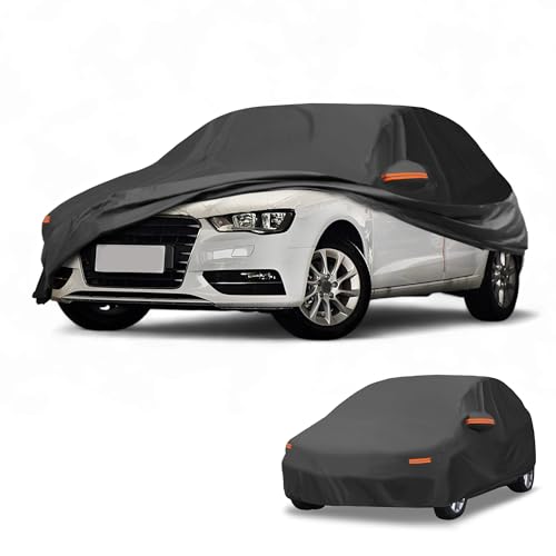 Partuto All-Weather Waterproof Car Cover - UV-Resistant Outdoor Full Exterior Protection for Audi A3 Hatchback 2013-2025 210D-PU Black with Right Side Zipper