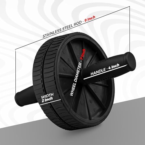 Image of Jaspo AB Drive Abs Roller Wheel with Stainless Steel Rod for Men & Women - Core Strength Training Abdominal Workout Equipment for Home Gym