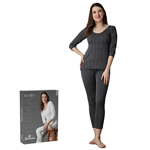 Image of Wearslim Women's Cotton Quilted Winter Lightweight Thermal Underwear for Women Long Johns Set with Fleece Lined Soft Warmer