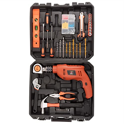 JK Super Drive Professional Tool Kit with 13mm (550Watt) Heavy duty Impact Drill Machine (98 pcs set)