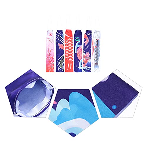 DOITOOL 6 peças japonesas, biruta de vento, carpa japonesa, giratória, bandeira de peixe, pipa, Koin