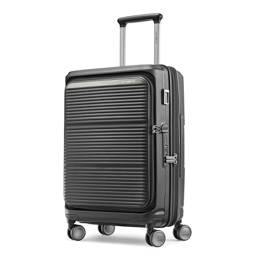 Image of Samsonite Paralux Carry-On Luggage - Innovative Design - Quick Access Front Pocket - Dual Suspension Wheel Technology - TSA Lock - Expandable - Includes Removable Packing Cubes - Black