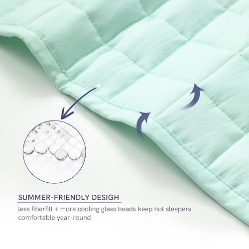 Image of YnM 12lbs Weighted Blanket for Adults, Heavy Bed Throw Blanket with Cooling Glass Beads for All Season Use, Ideal for ~110lbs (48x72 Inches, Twin /Full, Mint Green)