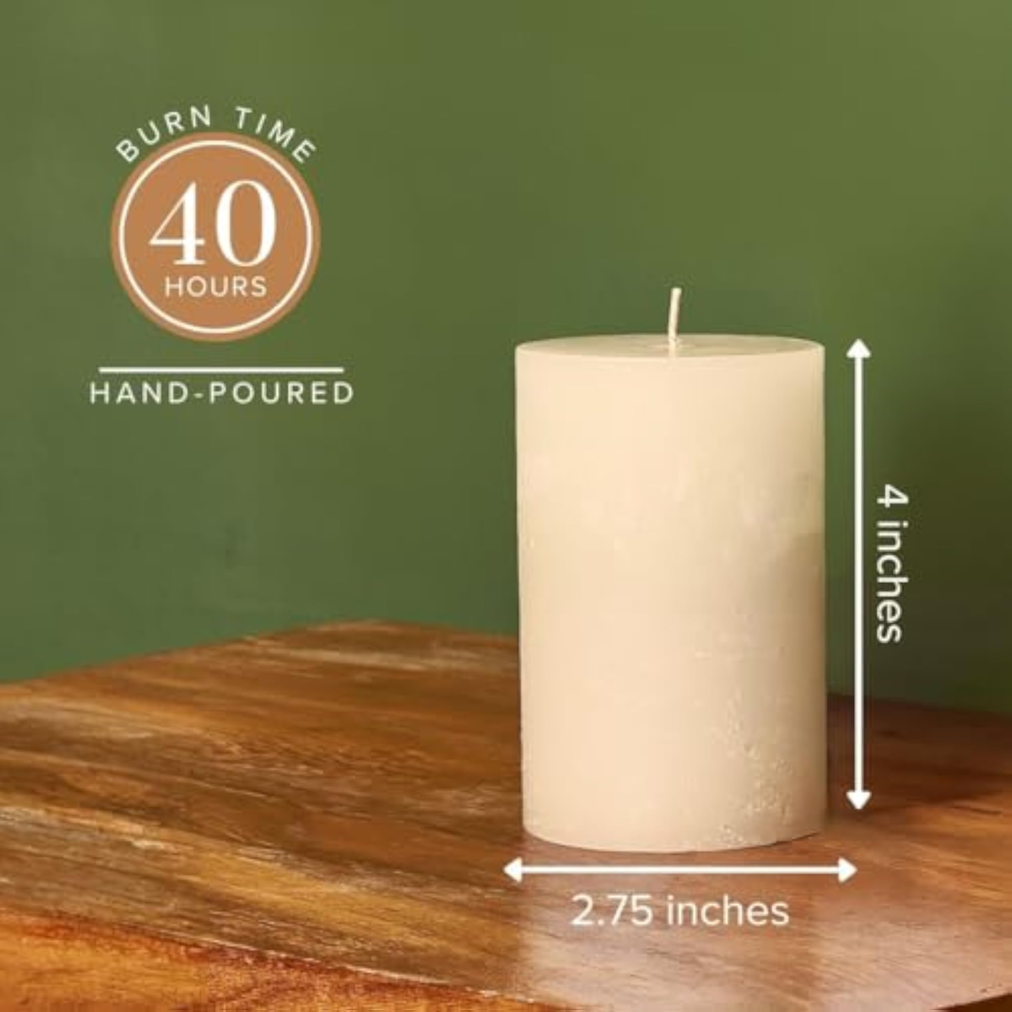 Simple Egg Shell Ivory Unscented Pillar Candle Gift Set