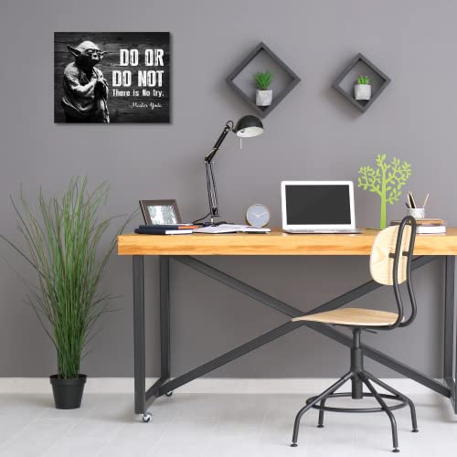 Do Or Do Not There Is No Try - Motivational Wall Art Inspirational Quotes Of Master Yoda, Black And White Framed Canvas Art For Home And Office Decor (M) #TOP2