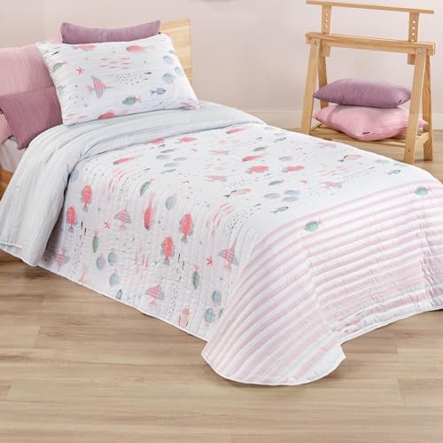 Colcha Bouti Spot Junior 100% microfibra suave, modelo rosa de 185x270 cm 2