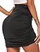 Zeagoo Women Wrap Runched Stretch Draped Short Mini Pleated Skirt,Black,Medium