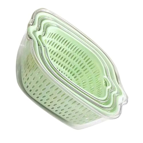 IWOWHERO 多機能ダブルレイヤー野菜洗浄バスケット 果物と野菜の水切りに 耐変形プラスチック製 多孔ホール設計で素早く排水 キ 再利用可能