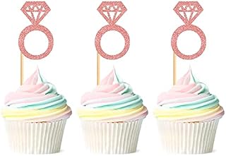 Blumomon 24Pcs Glitter Bride to Be Cupcake Toppers with Diamond Heart Dress Cake Toppers for Bridal Shower Bachelorette Party Hen Party Supplies Engagement Decorations