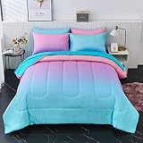 inron Rainbow Kids Comforter Sets for Girls Women,Full Size 5-Pieces Bed in a Bag, Ultra Soft Microf