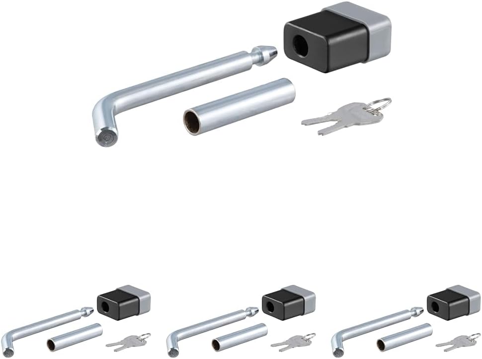 CURT 23024 Trailer Hitch Lock, 1/2-Inch Pin Diameter, 5/8-Inch Adapter, Fits 1-1/4 or 2-Inch Receiver (Pack of 4)