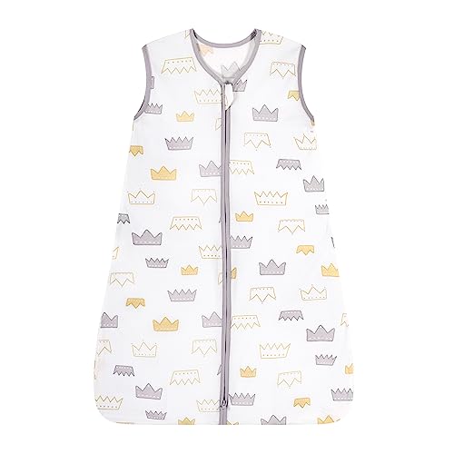 Image of TILLYOU Baby Sleep Sack 0~6 months - Baby Wearable Blanket 100% Cotton with 2-Way Zipper, TOG 0.5 Extra Soft Cotton Sleeveless Sleeping Bag for Infants, 1 Pack, Small Size, Gray Crown