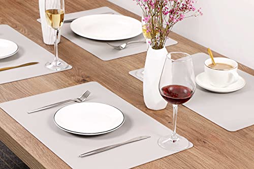 Wipeable Placemats Leather Table Mats Waterproof Heat-Resistant Easy To Clean For Dining Table Set Kitchen Table (4, Slate Grey) #TOP5
